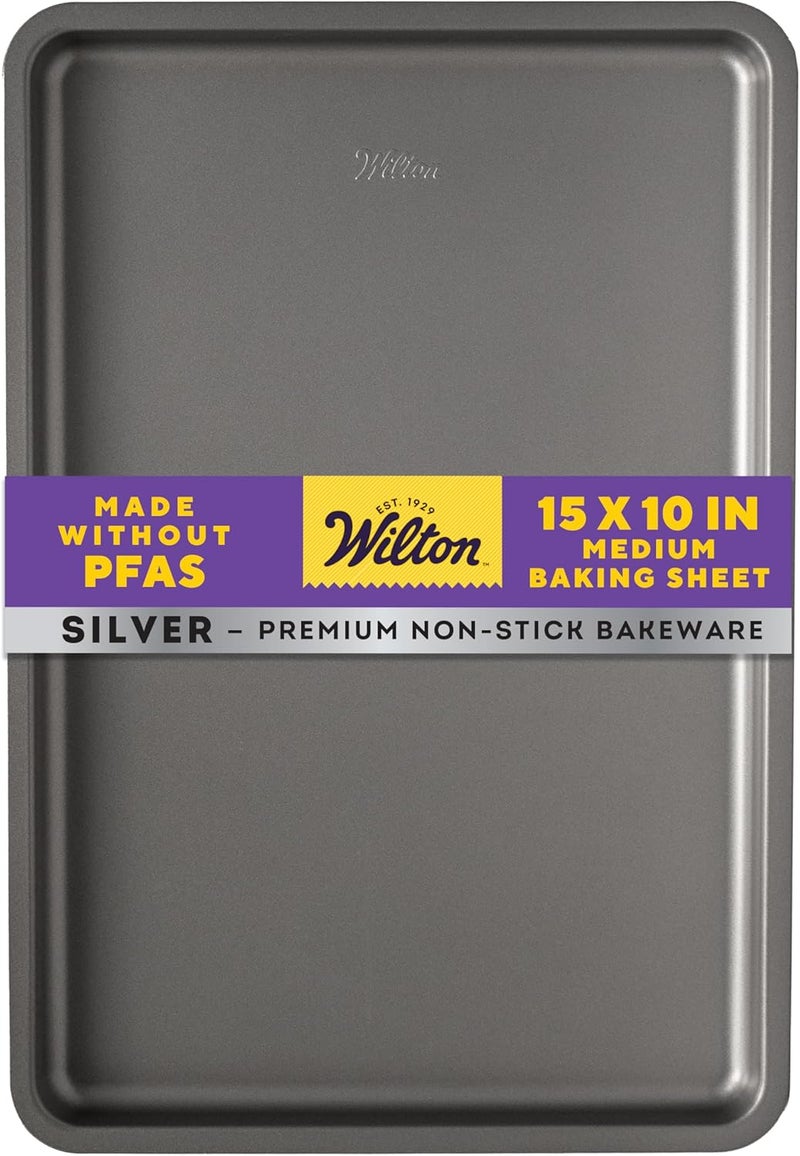 Wilton Silver Non Stick Medium Baking Sheet, 15.25 x 10.25 Inch - Image 1
